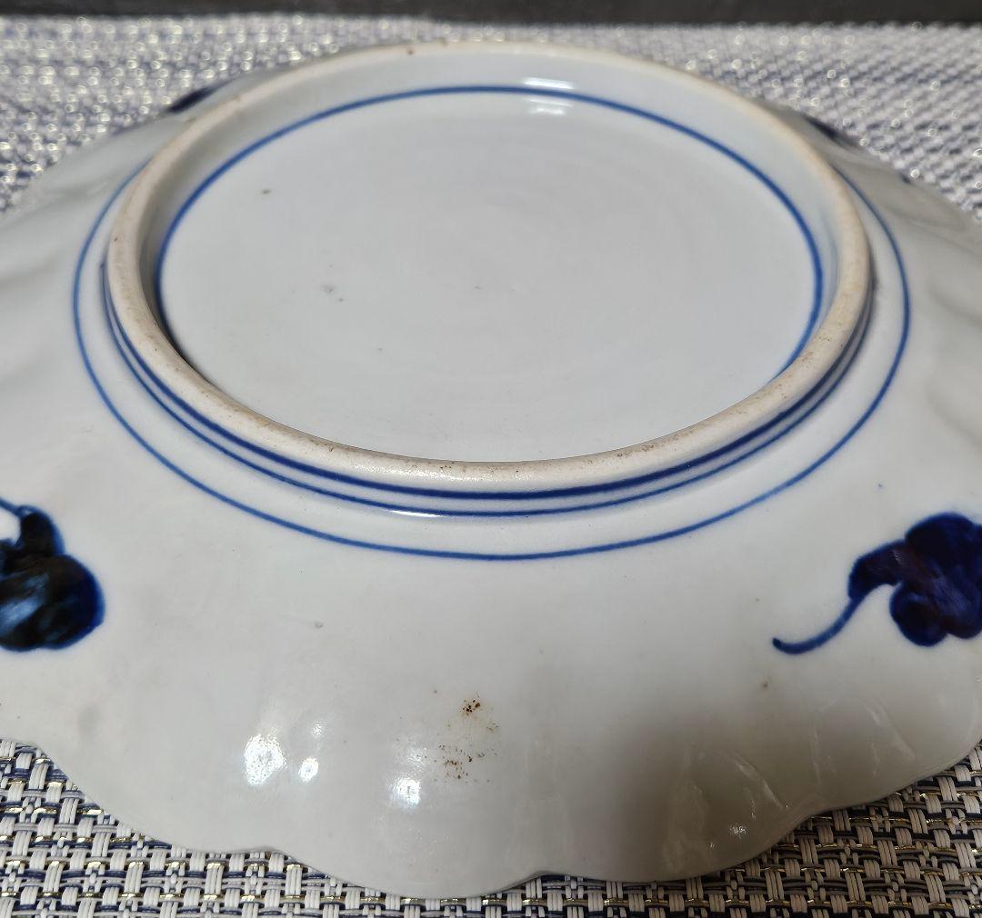 【最上作品❗️】幕末～明治　古伊万里　金襴手　鉢花の図　18輪花縁　鎬造　染錦皿