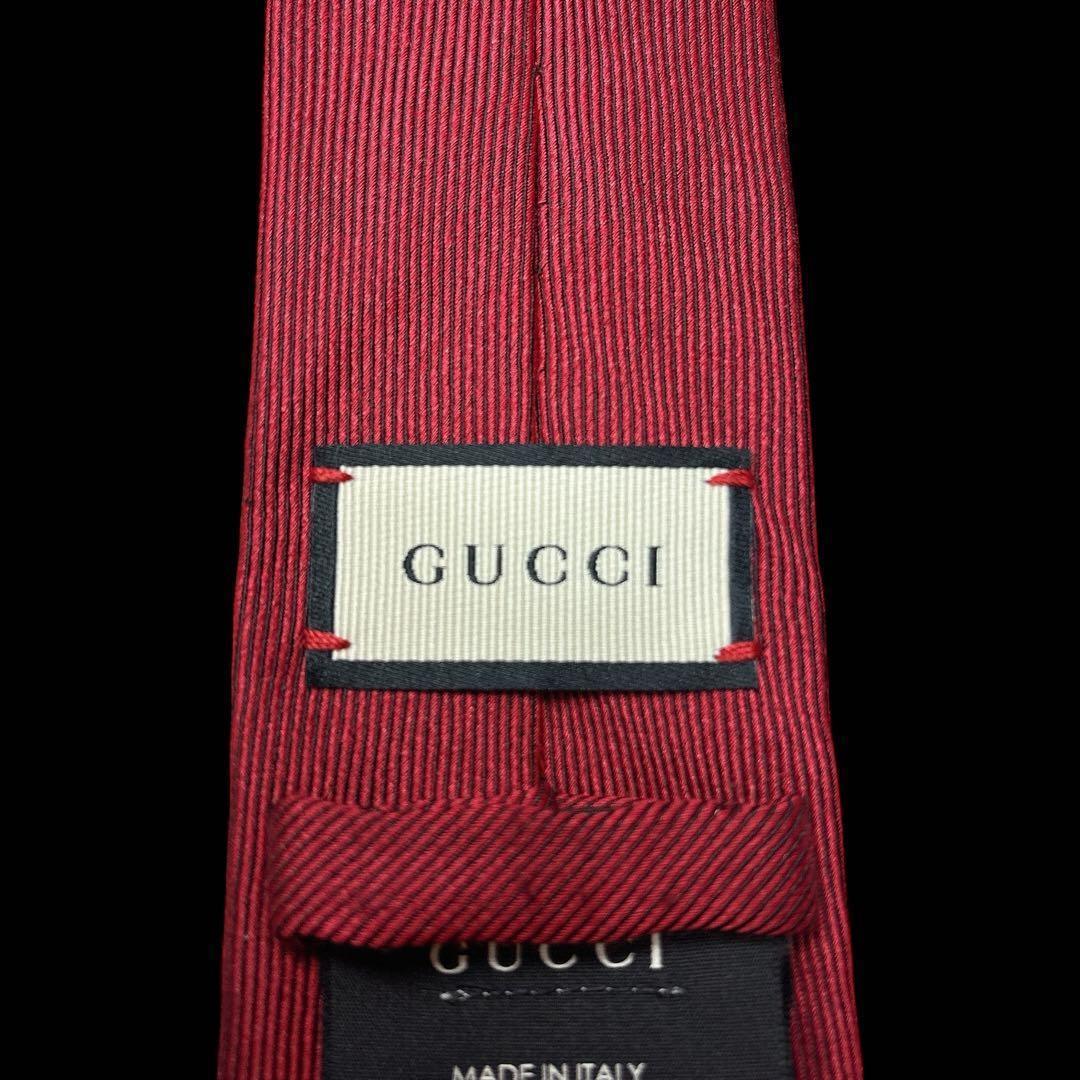 GUCCI クジラ刺繍 ナロータイ レッド 7cm パーティ GG 蜂