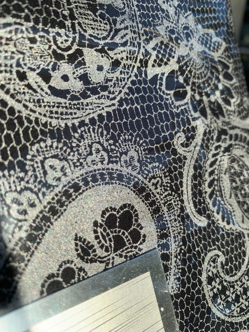  Sateen 掛け布団カバー ペイズリー柄 ブラック シルバー 光沢