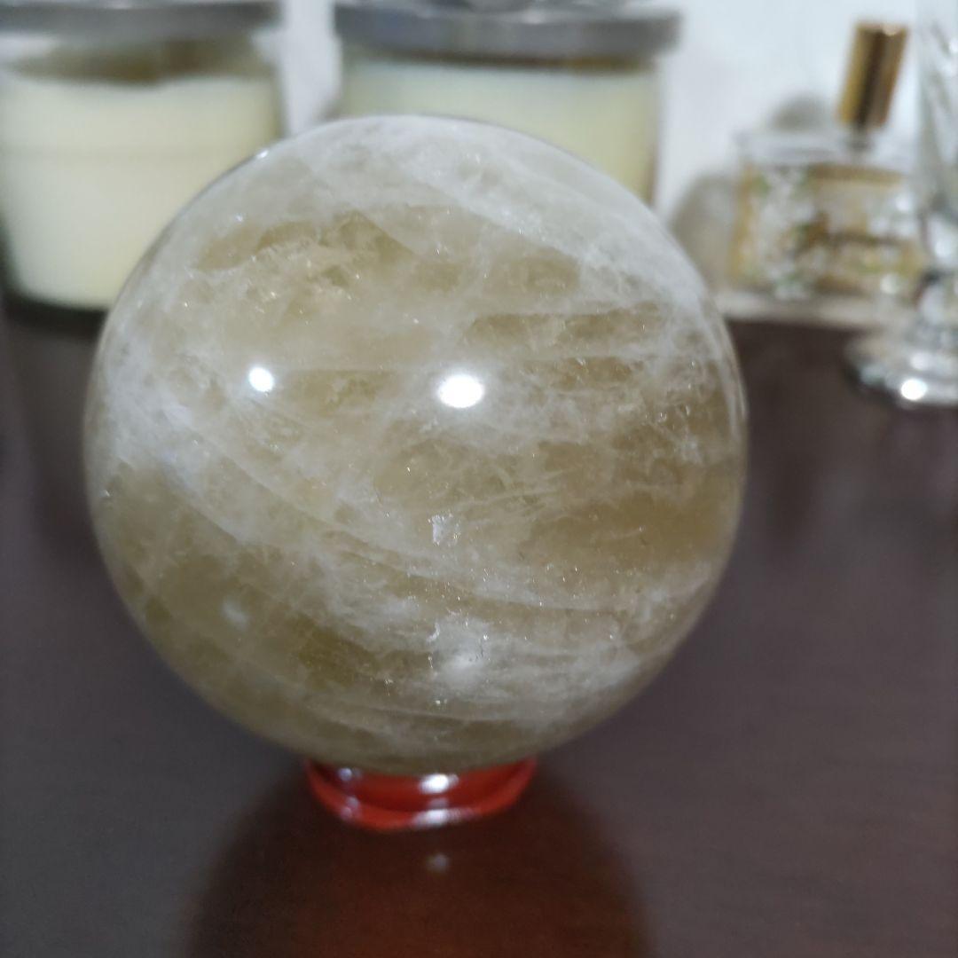シトリン球体　台座付き　80mm