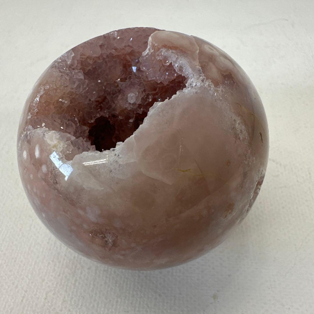 ピンクアメジスト　フラワーアゲート　笑口　ジオード　スフィア　丸玉
