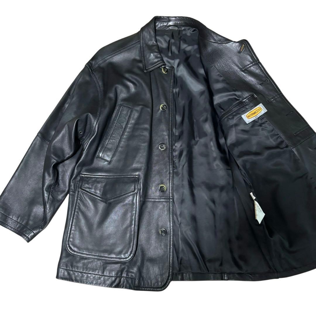 【おさる】INTERMEZZO ダーバン　カーコート　羊革　XL オーバー