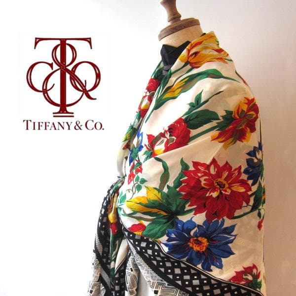 ゆ*ょ様 美品　TIFFANY&Co.／ティファニー★　花柄プリント　大判スカー