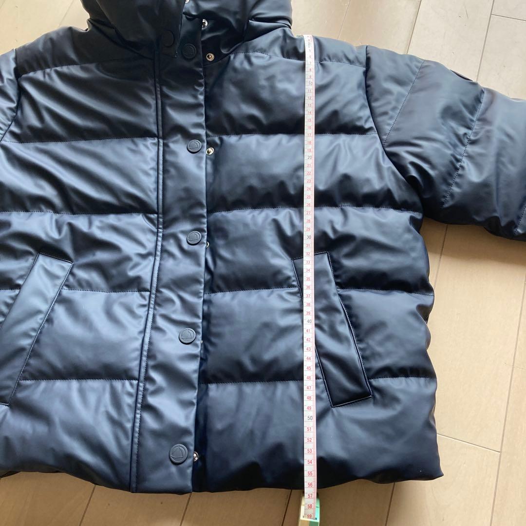 ネイビー ダウンジャケット ストライプ裏地