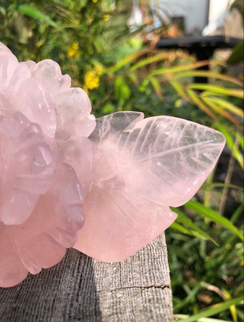 ❤️高品質　綺麗☆大きめ0.42kg 逸品　ローズクォーツ　薔薇　カービング