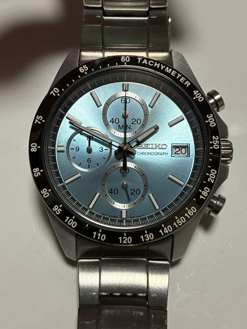 セイコー　スカイブルー　クロノグラフ　メンズ腕時計