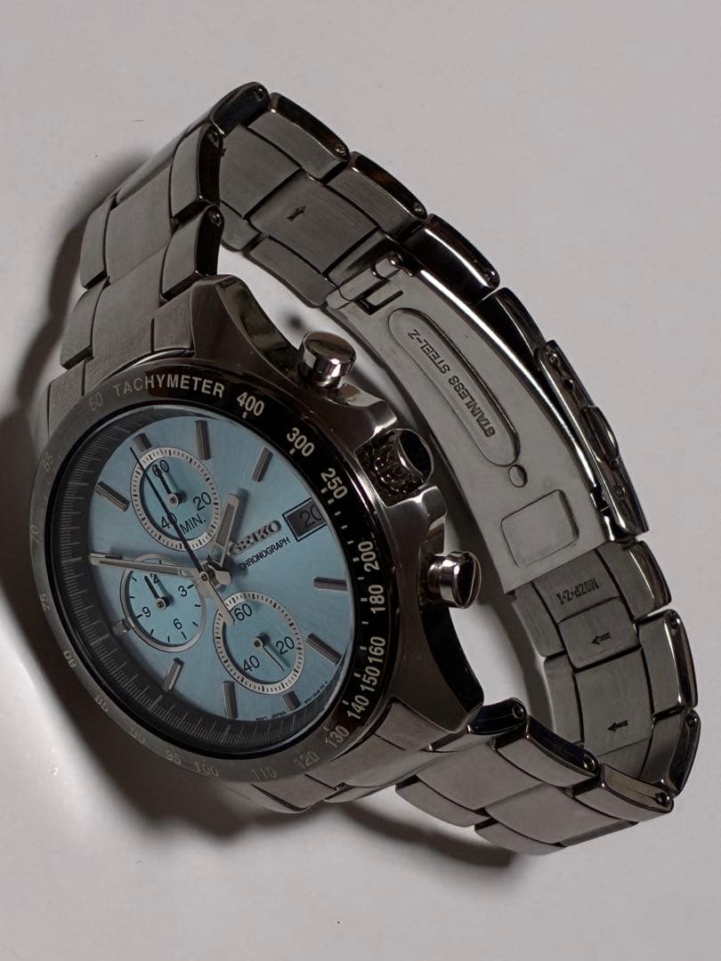 セイコー　スカイブルー　クロノグラフ　メンズ腕時計
