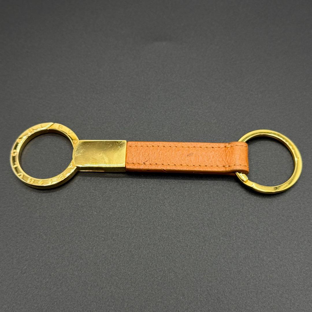 極美品　ブルガリ　マン　キーリング　キーホルダー　ゴールド　金　レザー