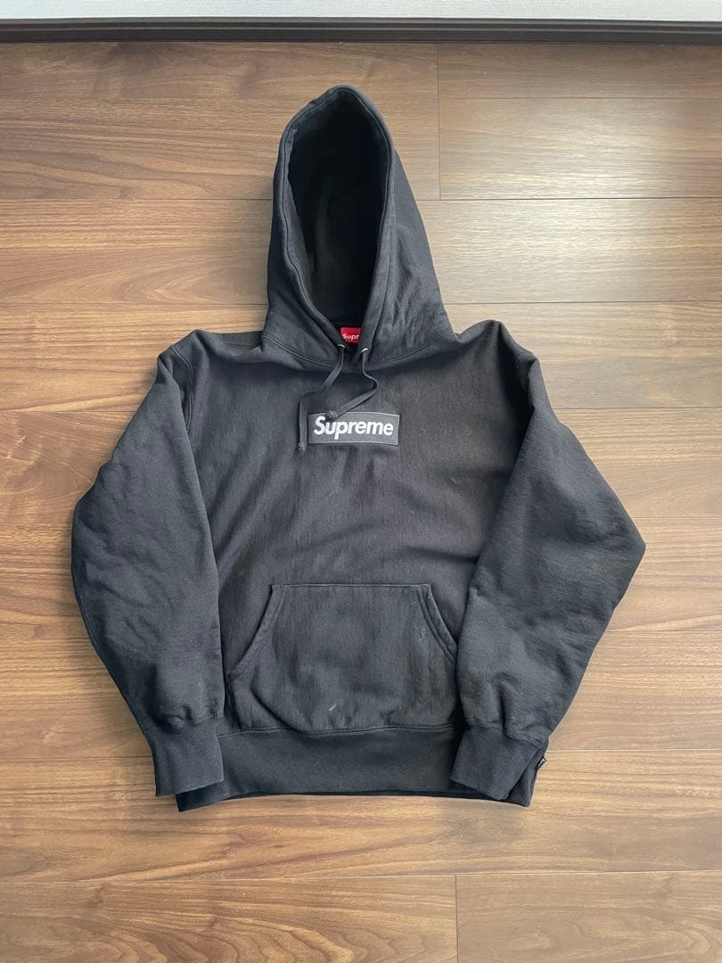 Supreme ボックスロゴ　フーディ　ブラック サイズS