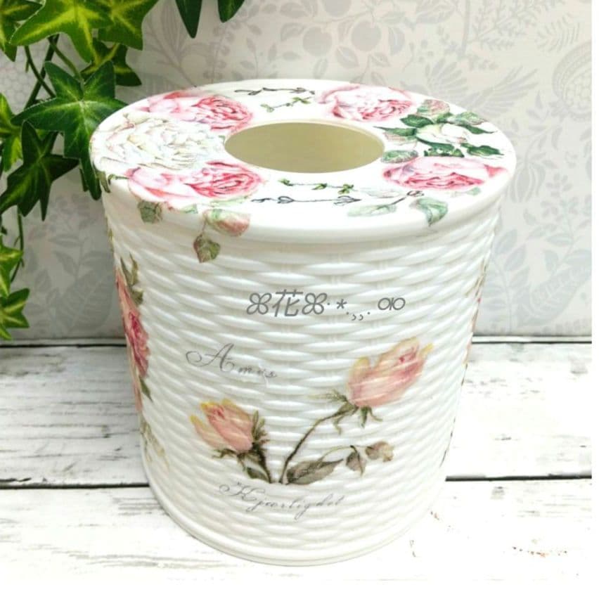 デコパージュꔛ‬ꕤティッシュケース♡インテリア雑貨♡薔薇♡ガーデン♡リメ缶