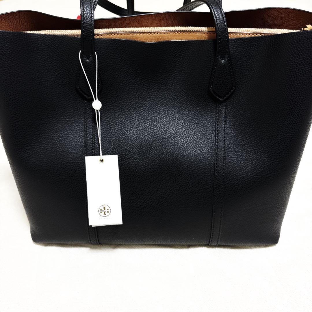 新品級 トリーバーチ ペリー トリプルコンパートメント トートバッグ 黒 A4