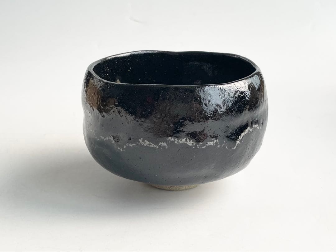 陶芸家　永興紹道　白幕釉　黒茶碗　黒楽茶碗　鵬雲斎書付　共箱　元値60万円以上