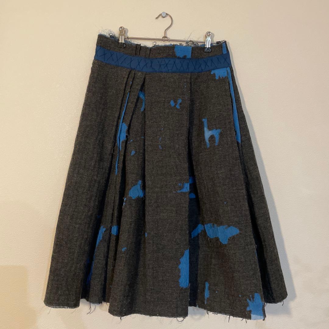 ミナペルホネン wander ひざ丈スカート ダメージ加工 ペチコート付 38