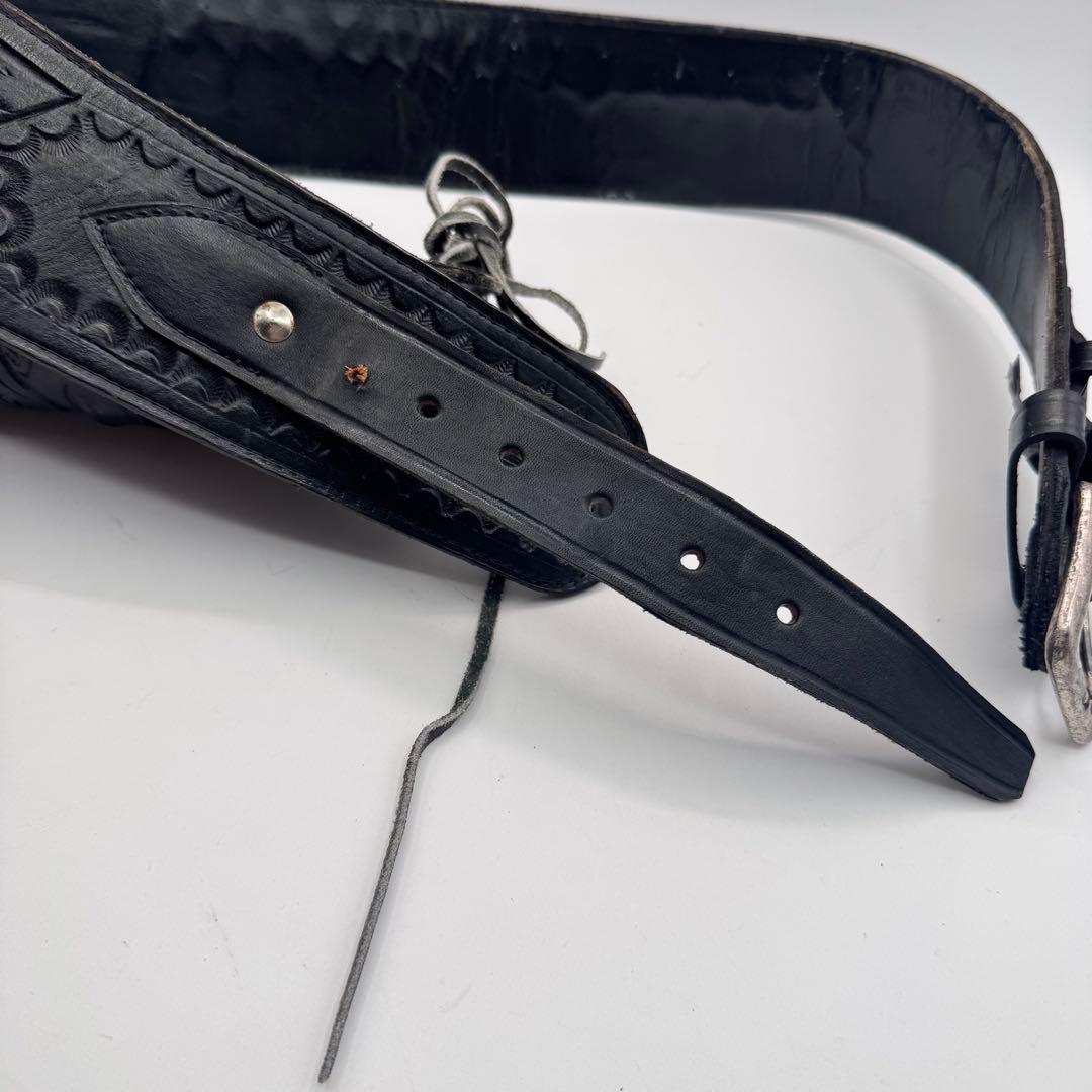 本革 カービングレザー ガンホルダーベルト ウエスタンスタイル