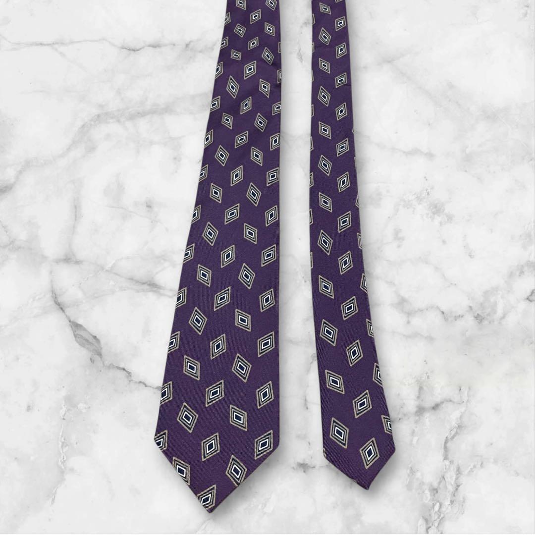 【未使用】FRANCO BASSI　ネクタイ　小紋柄　タグ付き　紫