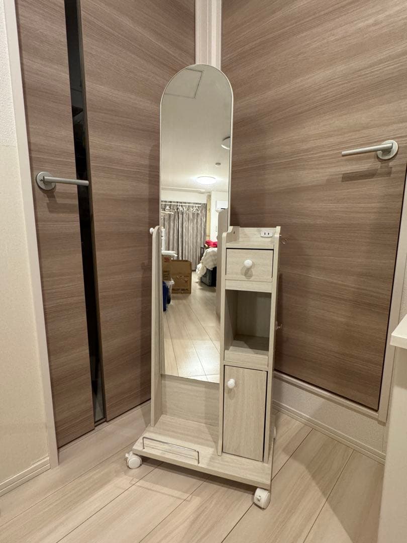 【sayuさま専用】全身鏡ドレッサーワゴン　ホワイト