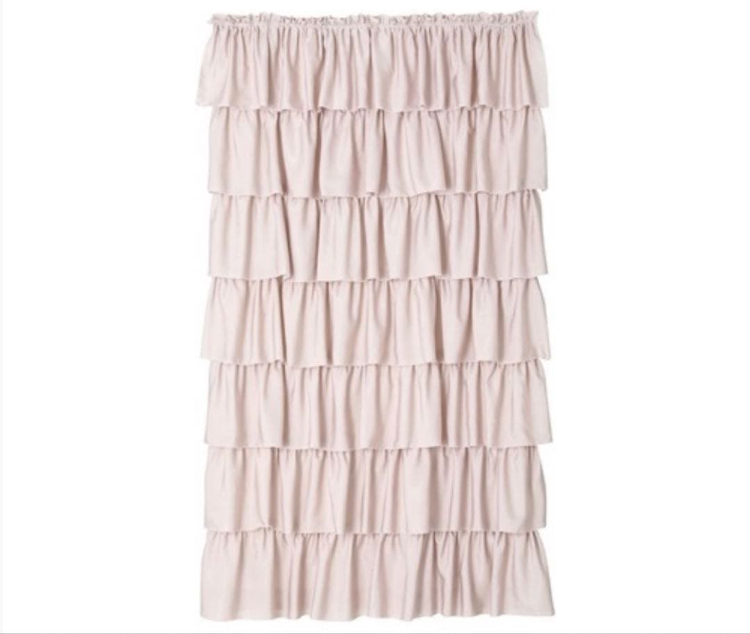 Francfranc フランフラン サテンフリル ドレープカーテン ピンク 1枚