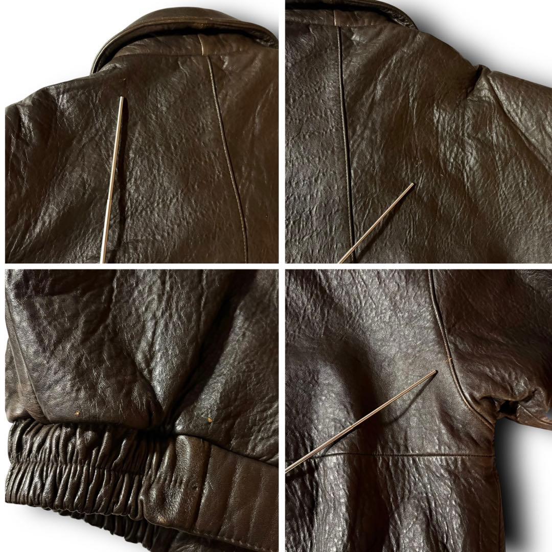 vintage A2フライトジャケット本革ラムレザージャケットダークブラウン L