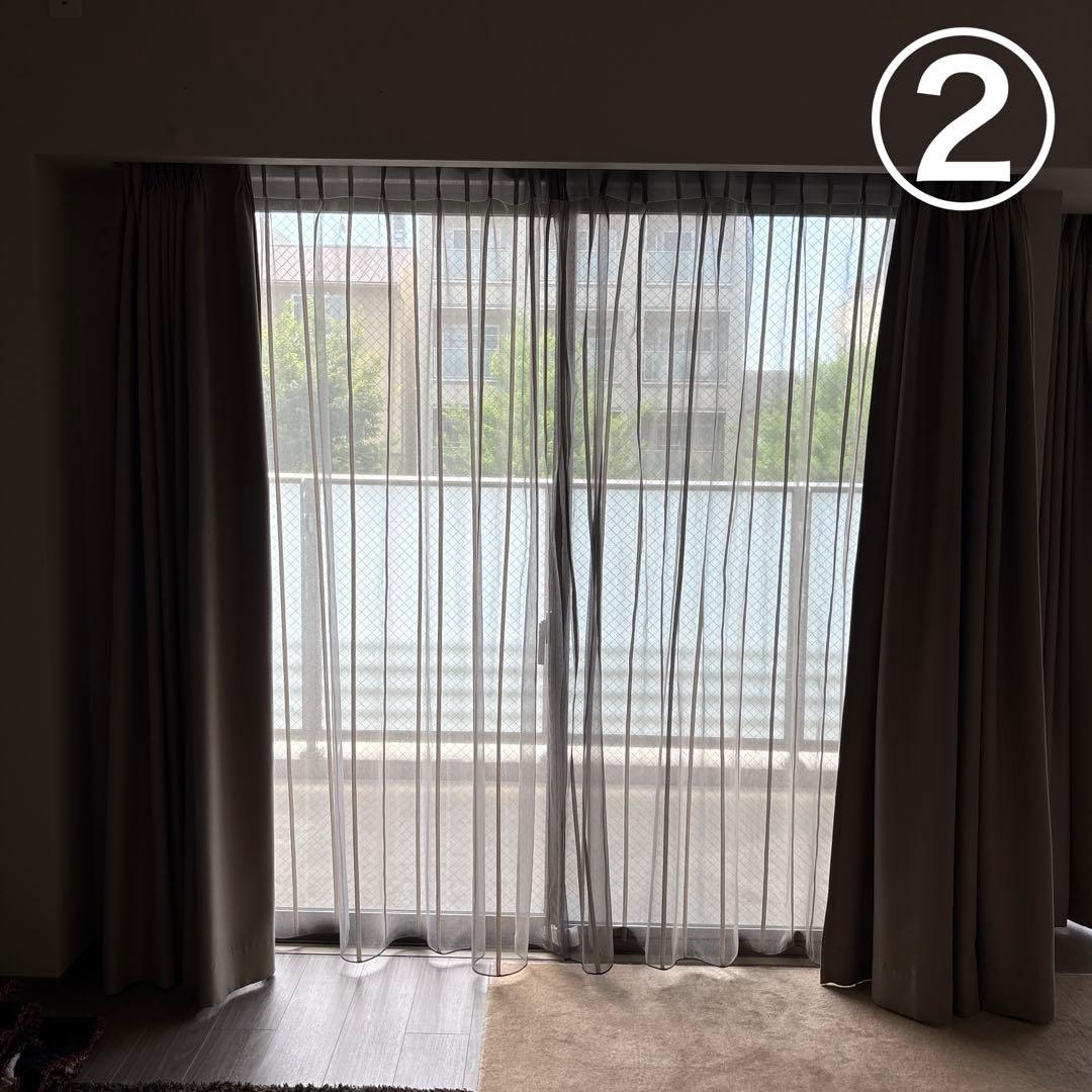 レースカーテン＆遮光ドレープカーテンセット203㎝x198㎝