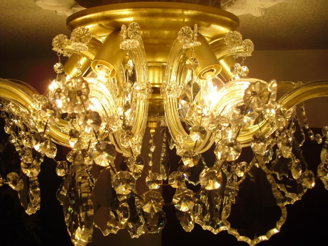 イタリア製 シーリングシャンデリア☆美しいカットと透明感のクリスタルガラス