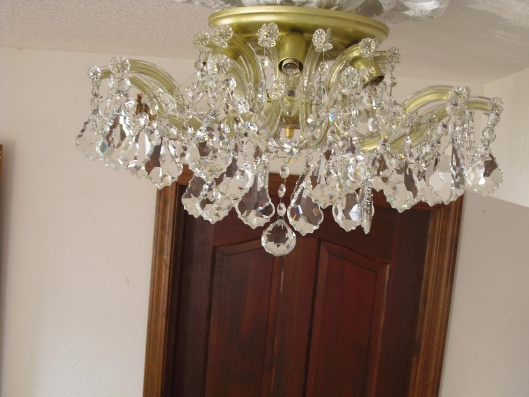 イタリア製 シーリングシャンデリア☆美しいカットと透明感のクリスタルガラス