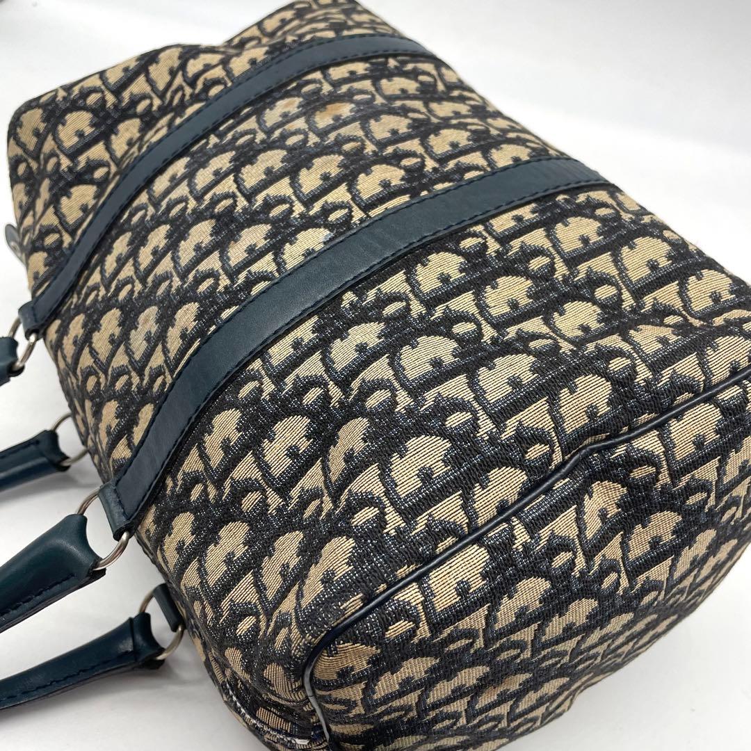 ディオール ミニボストンバッグ ハンド トロッター キャンバス レザー ネイビー