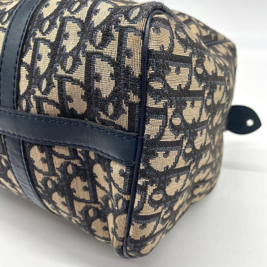 ディオール ミニボストンバッグ ハンド トロッター キャンバス レザー ネイビー