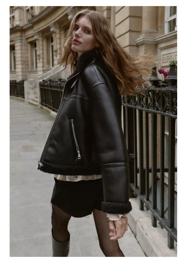 【新品】ZARA ダブルフェイス フェイクシープスキンジャケットS