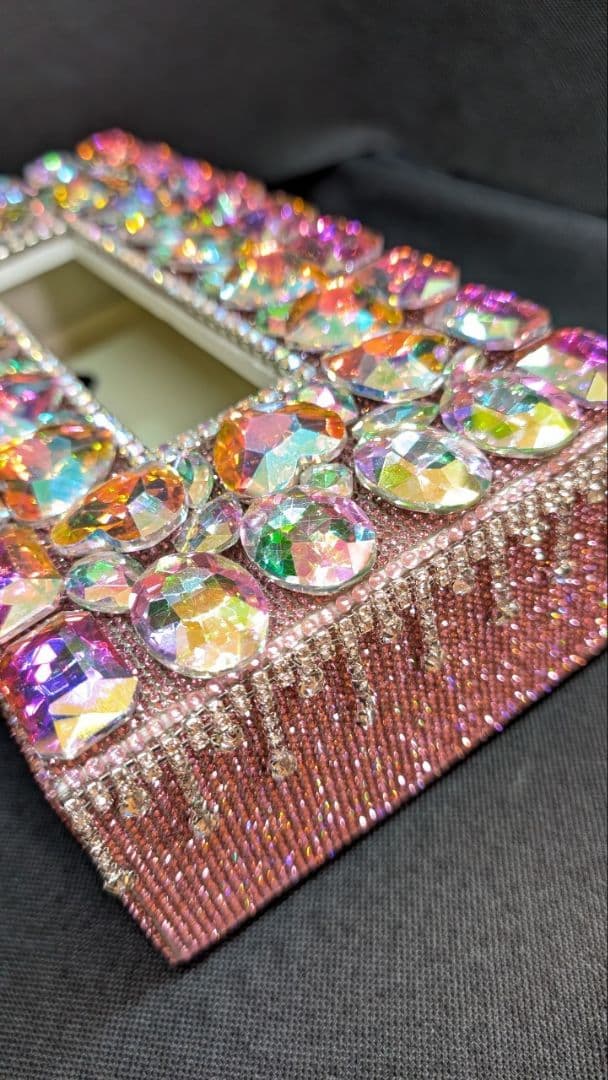 ティッシュケース　デコケース　ハンドメイド　キラキラ　ピンク