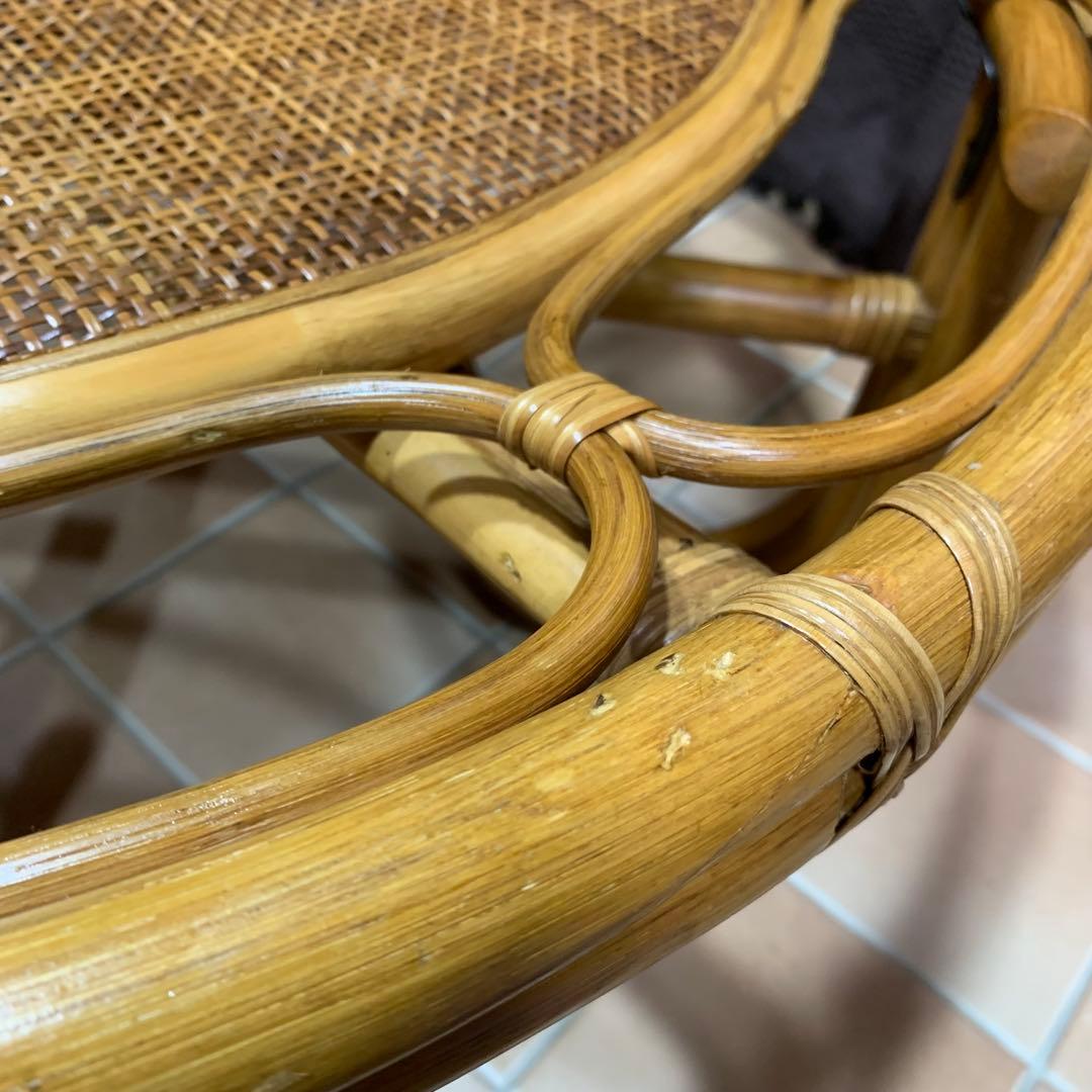 【美品】ラタン 籐 ガラステーブル アジアン 籐 円卓 ヴィンテージ レトロ