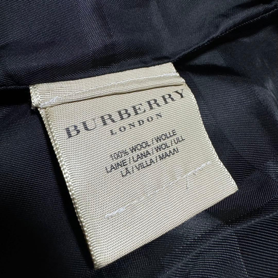 美品 バーバリーロンドン 最高級 裏地チェック ブラック ウールコート