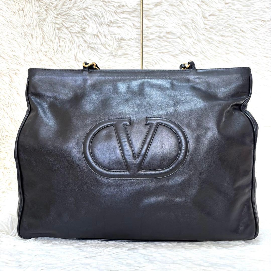 【極美品】ヴァレンティノガラヴァーニ　Vロゴ チェーン トートバッグ　黒