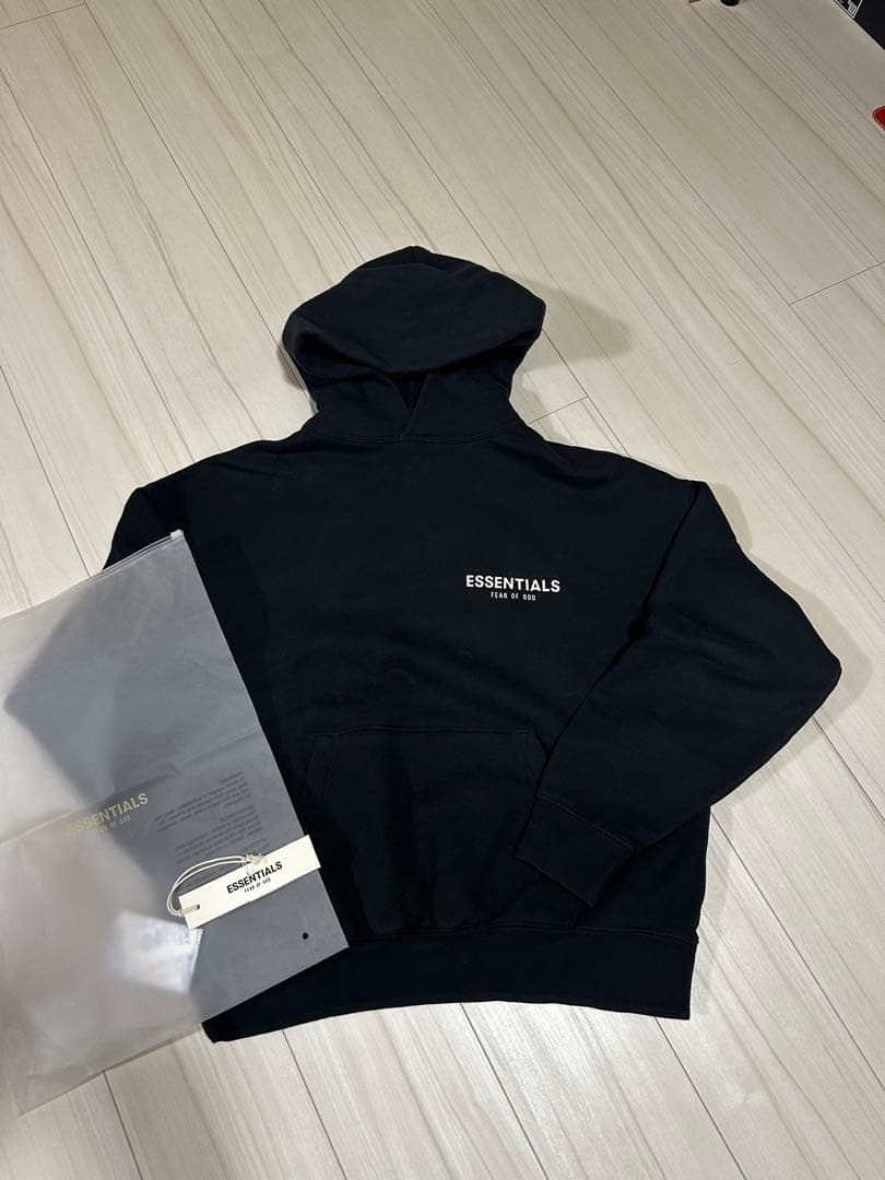 正規品 希少 ESSENTIALS ブラック フード付きパーカー XS