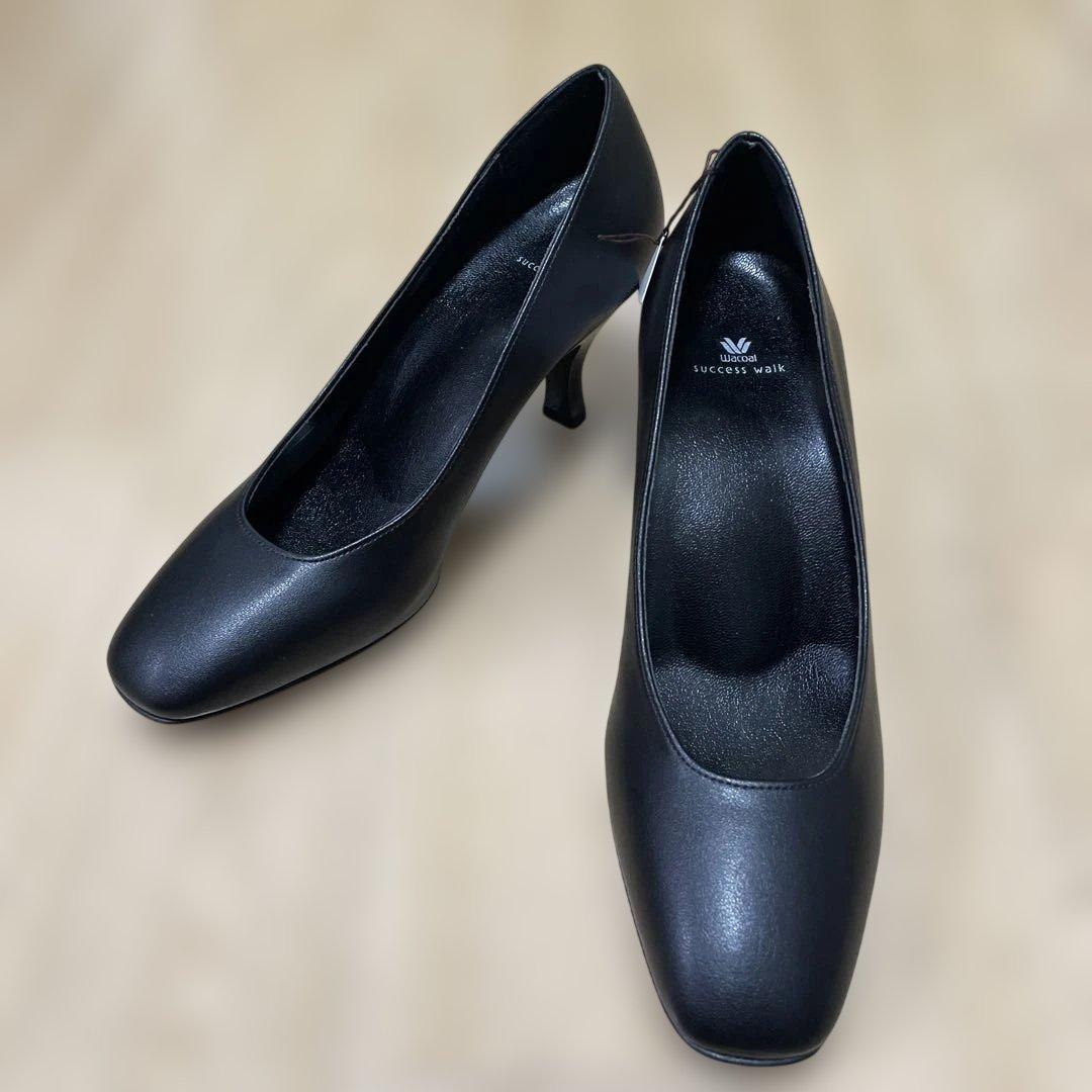 新品未使用タグ付‼️ワコール　サクセスウォーク　ブラック7㎝ヒール　23.5㎝