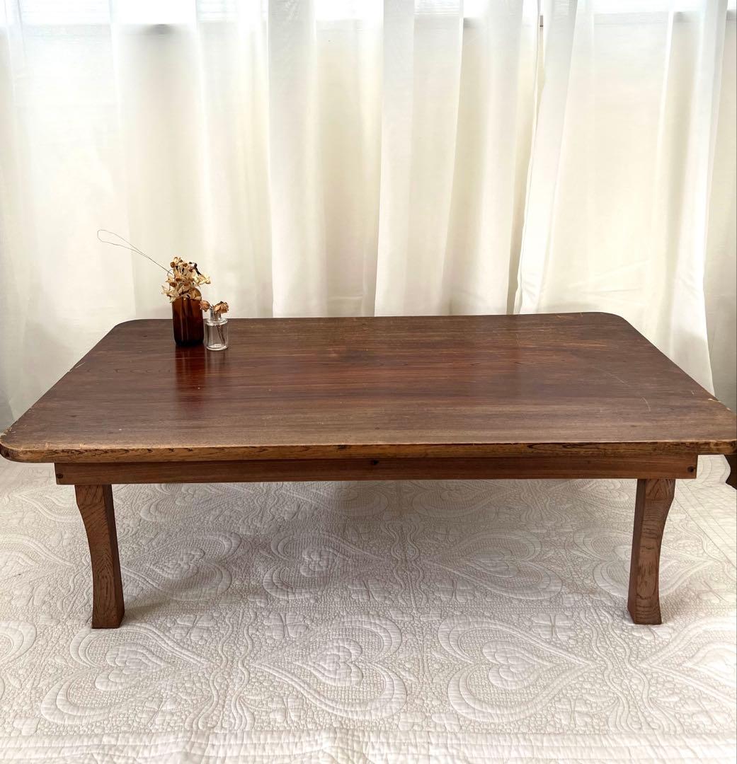 レトロな木製 長方形座卓 折りたたみ式