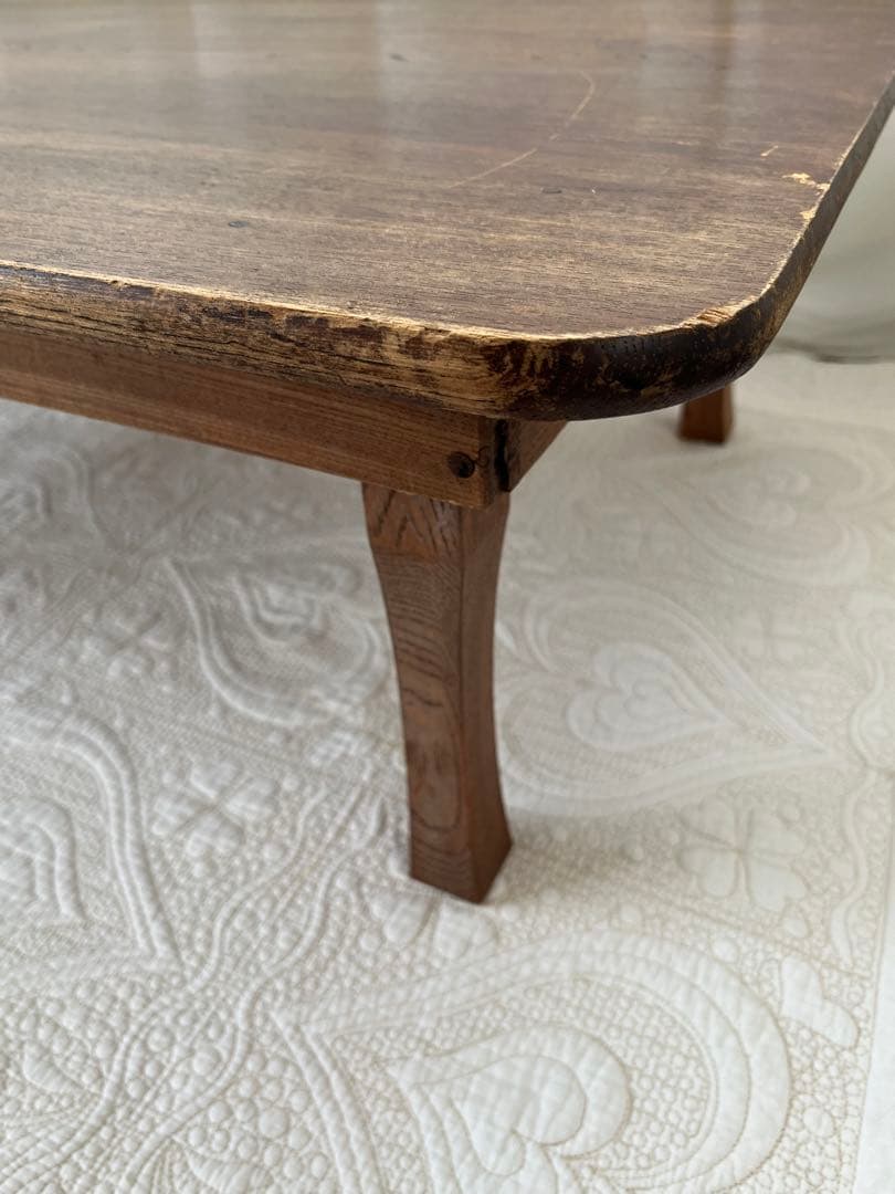 レトロな木製 長方形座卓 折りたたみ式