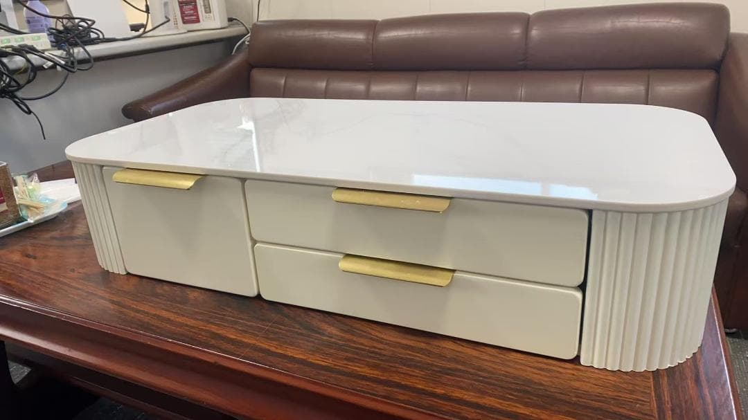 【美品】大理石天板三色変化LEDミラードレッサー訳あり品212-80-01