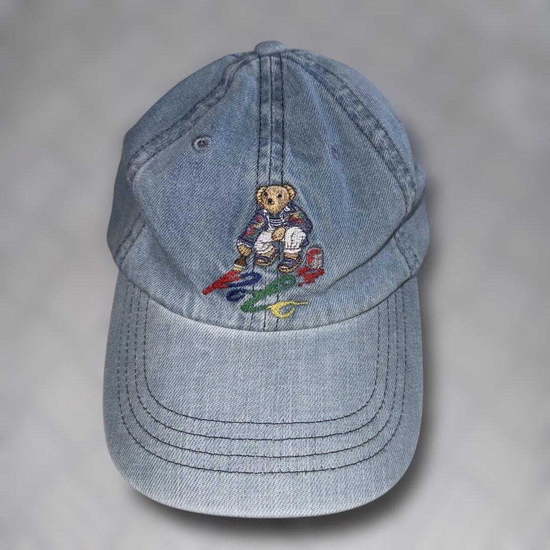 POLO RALPH LAUREN デニム キャップ ポロベア 刺繍 牛革