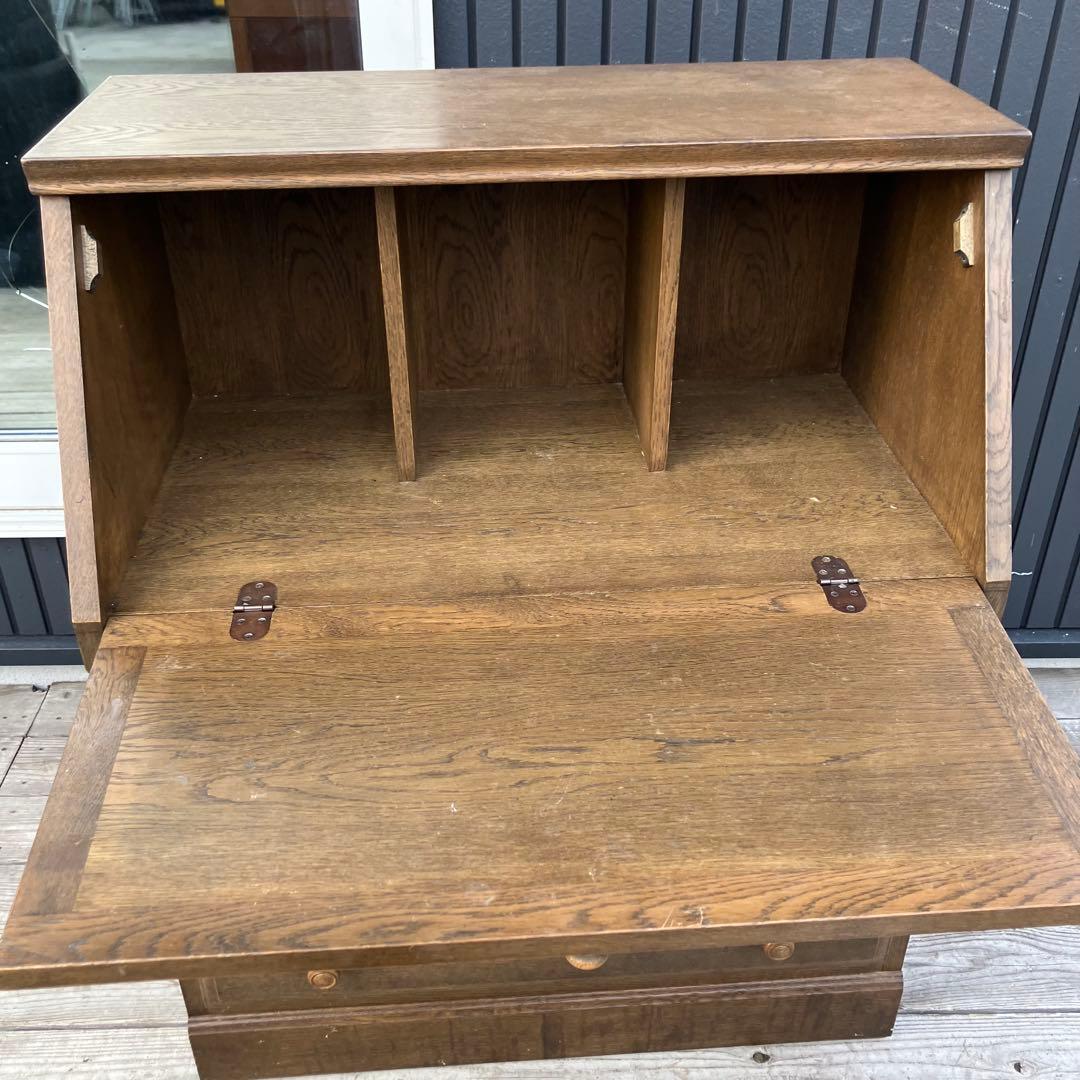 英国クラシック 木製 ライティングビューロ 4段引き出し サイドボード 文机