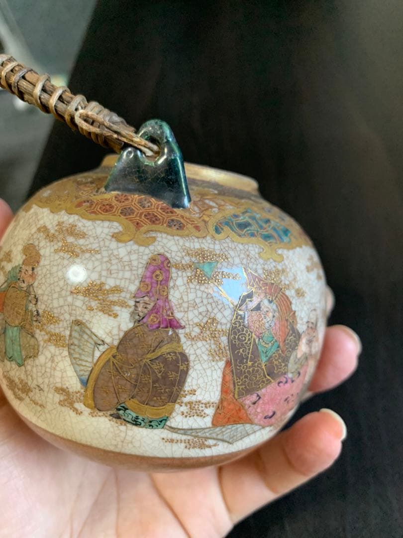 明治時代 薩摩焼 細密細工 古美術品 煎茶道具 急須 茶道具 七福神