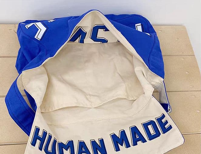 Human Made ブルートート 大容量 アルファベットプリント'''