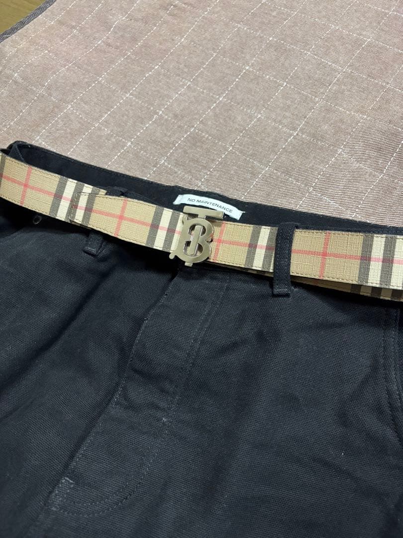 BURBERRY チェック柄 ベルト Bロゴ リバーシブル
