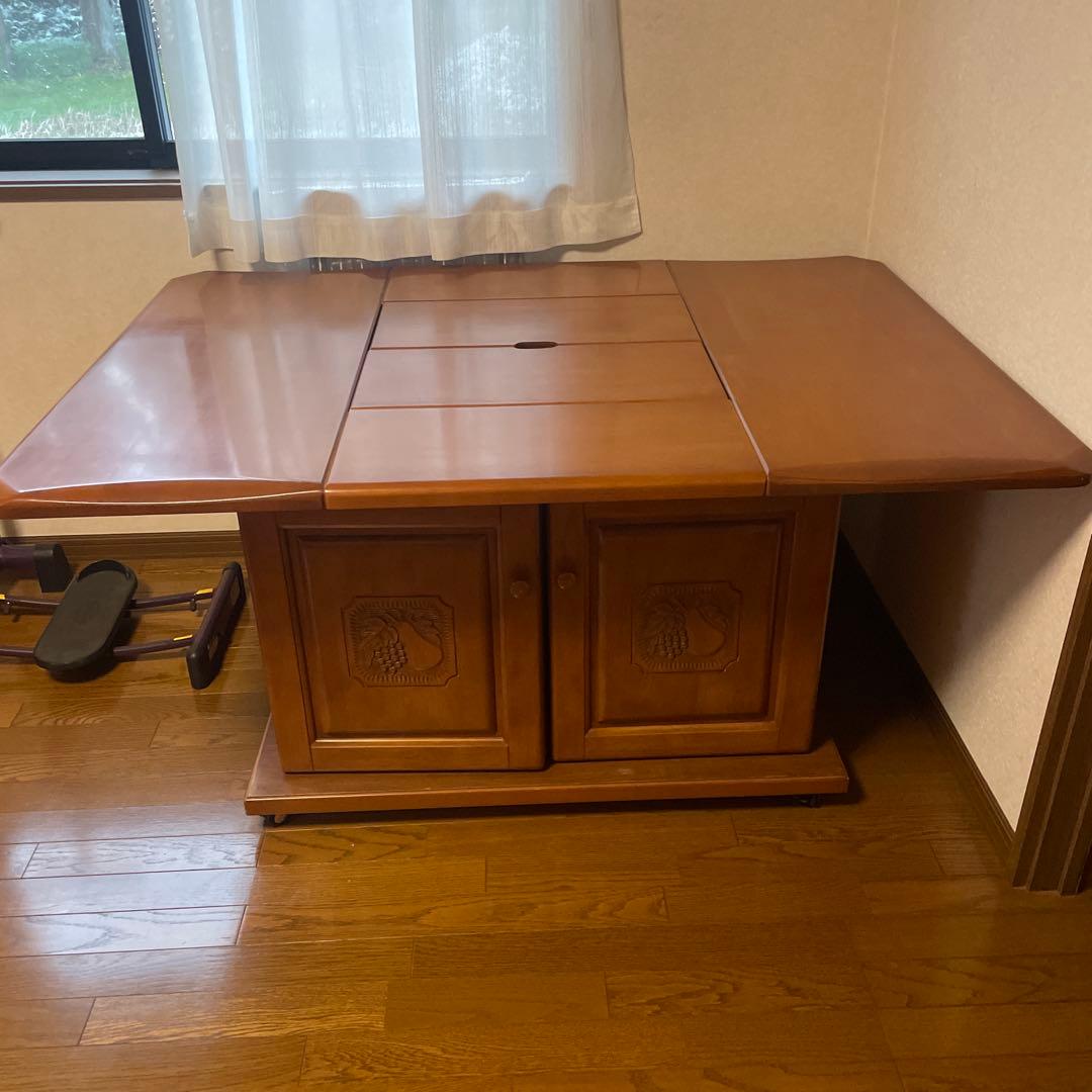 木製 長方形テーブル 引き出し付き