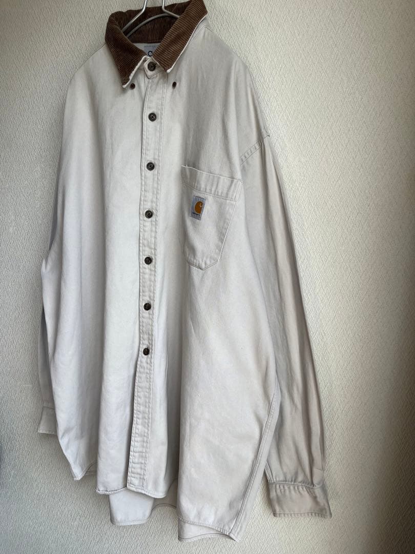 Carhartt ワークシャツ 襟 コーデュロイ シャツ カバーオール 古着