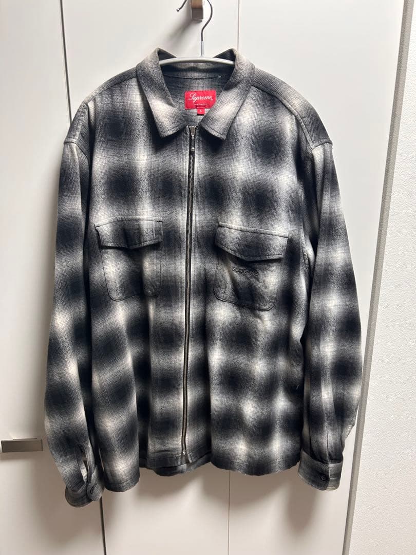 トップス Shadow Plaid Flannel Zip Up Shirt