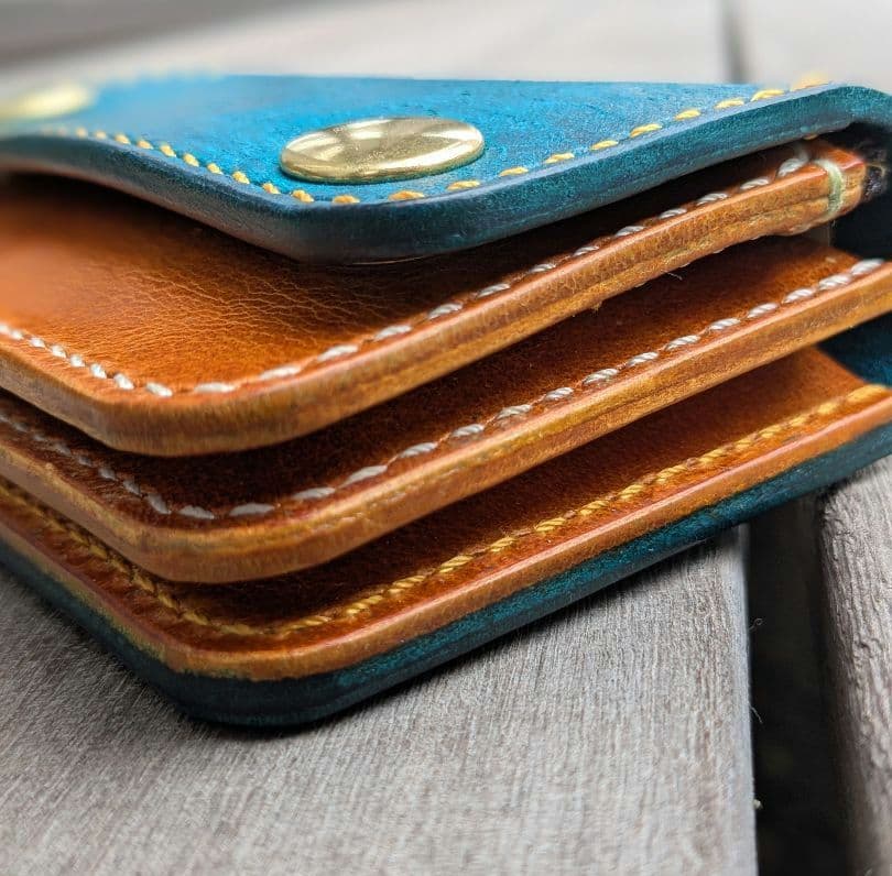 ショート トラッカーウォレット 3層 イタリアンレザー マルゴー ターコイズ