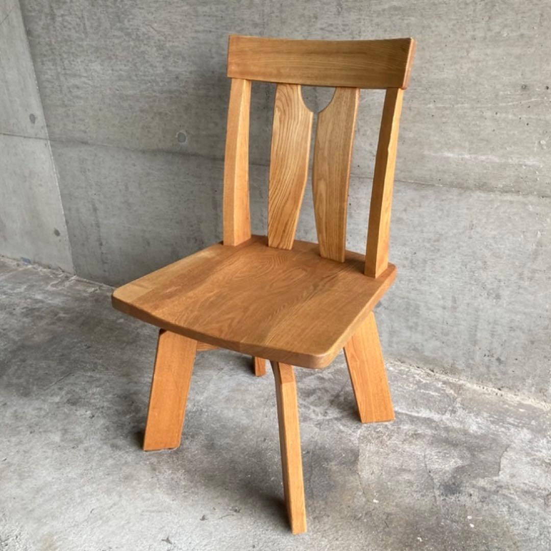回転椅子 ダイニングチェア リビング 背もたれ 木製 タモ材 家具 レトロ