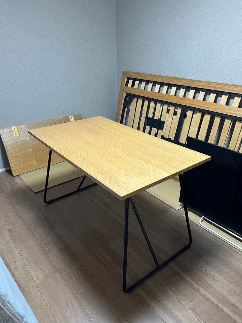 【無印良品　オーク材】木製折りたたみテーブル