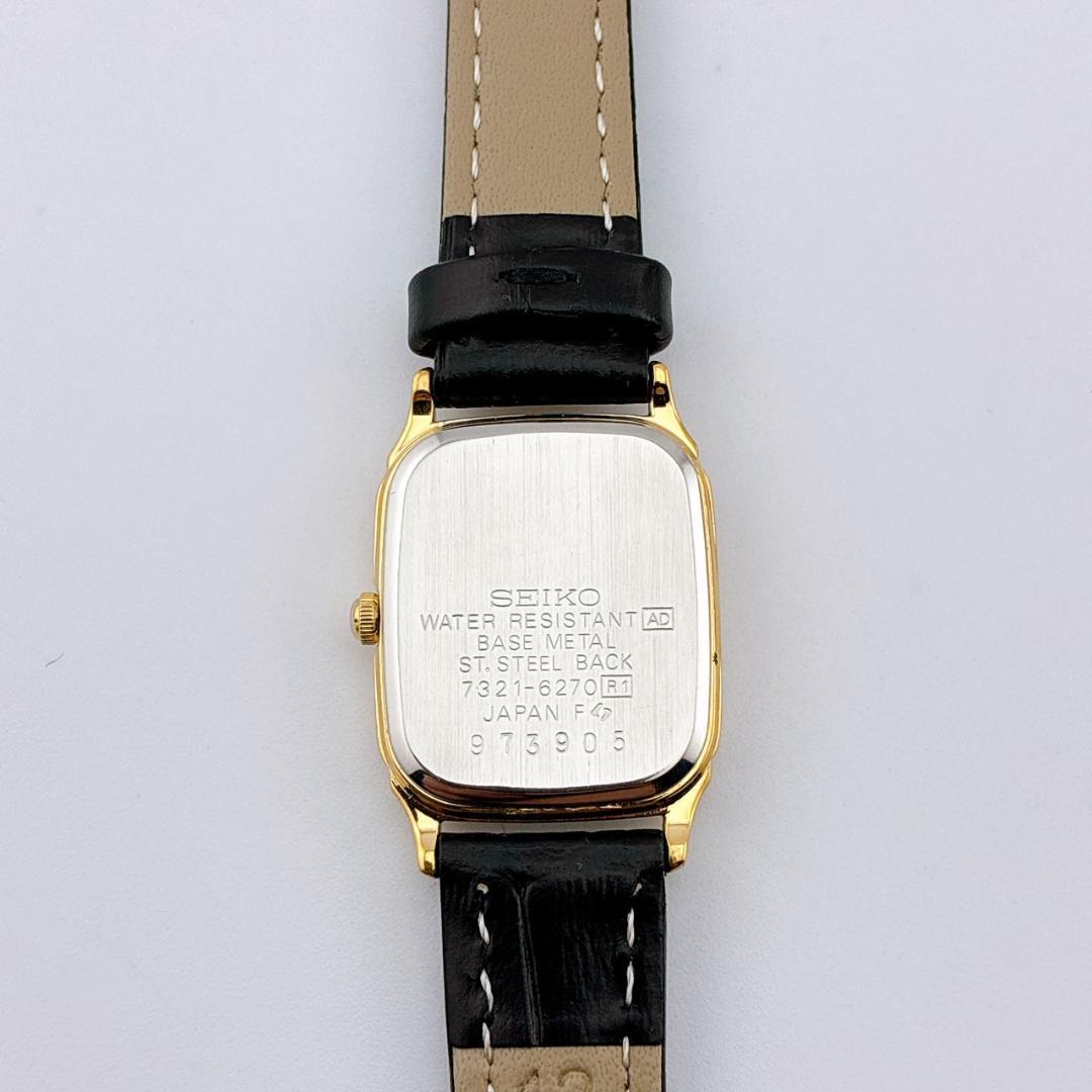 【美品/電池交換済】SEIKO　腕時計　新品ベルト　クォーツ　ゴールド　ブラック