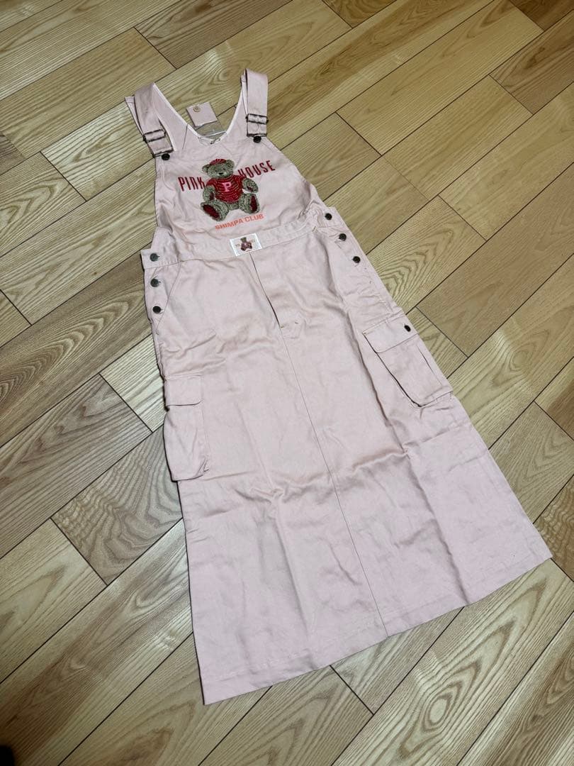 ピンクハウス　くまさん刺繍サロペットジャンパースカート